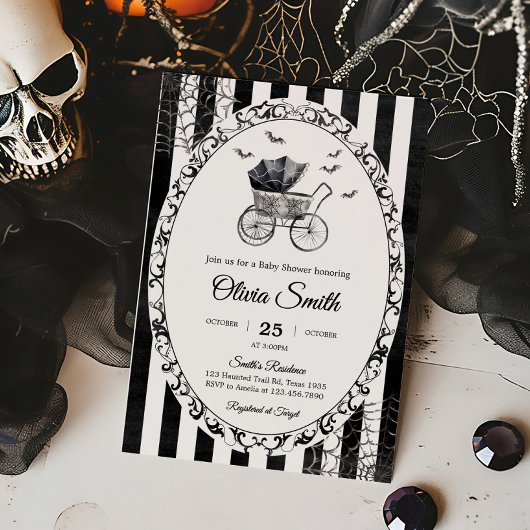Gothic Carriage Halloween Baby Dusche Einladung