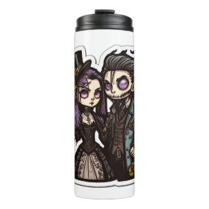 Gothic Cartoon Couple Sticker Art Thermal Tumbler Thermosbecher