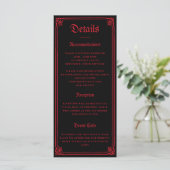 Gothic Castle Black Red Wedding Enclosure Card (Stehend Vorderseite)
