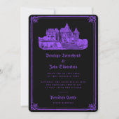 Gothic Castle Border Black Lila Wedding Einladung (Vorderseite)
