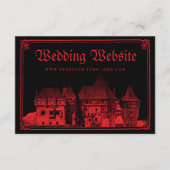 Gothic Castle Border Black Red Wedding Website Begleitkarte (Vorderseite)
