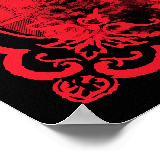 Gothic Castle Border Black Red Wedding Welcome Poster (Ecke)