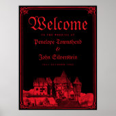 Gothic Castle Border Black Red Wedding Welcome Poster (Vorne)