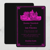 Gothic Castle Border Hot Pink Black Wedge Einladung (Vorne/Hinten)