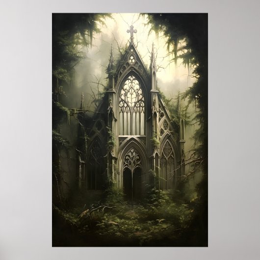 Gothic Castle Botanischer Druck, Dark Academia Poster (Vorne)