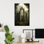 Gothic Castle Botanischer Druck, Dark Academia Poster (Heimbüro)