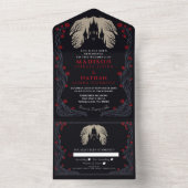 Gothic Castle Floral Halloween Hochzeit All In One Einladung (Innen Boden)