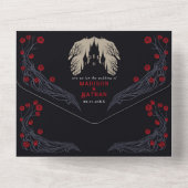 Gothic Castle Floral Halloween Hochzeit All In One Einladung (Rückseite)