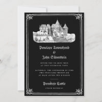 Gothic Castle Hand Drawn Border Black Wedding