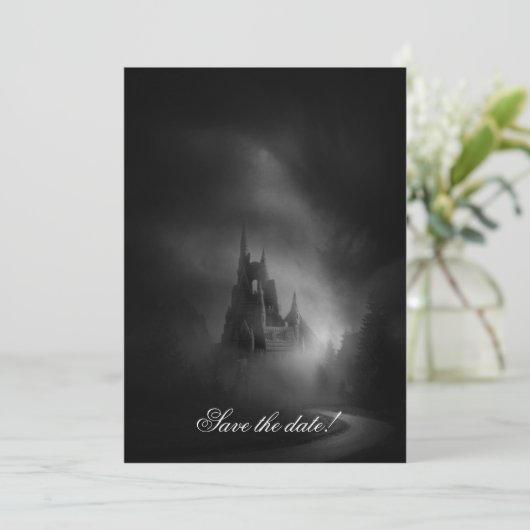Gothic Castle Wedding Einladung (Stehend Vorderseite)