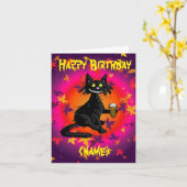 Gothic Cat Birthday Card Personalised Karte (Gelbe Blume)