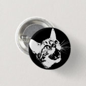 Gothic Cat Feral Evil Beängstigend Growl Fangs Button (Vorne & Hinten)