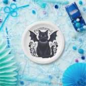 Gothic Cat mit Bat Wings Pappteller (Party)