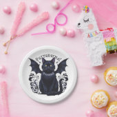 Gothic Cat mit Bat Wings Pappteller (Party)