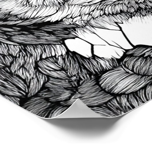 Gothic Cathedral Art: Majestic Owl Stained-Glass Poster (Ecke)