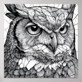Gothic Cathedral Art: Majestic Owl Stained-Glass Poster (Vorne)