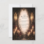 Gothic Cathedral Candlelight Wedding RSVP Karte (Vorderseite)