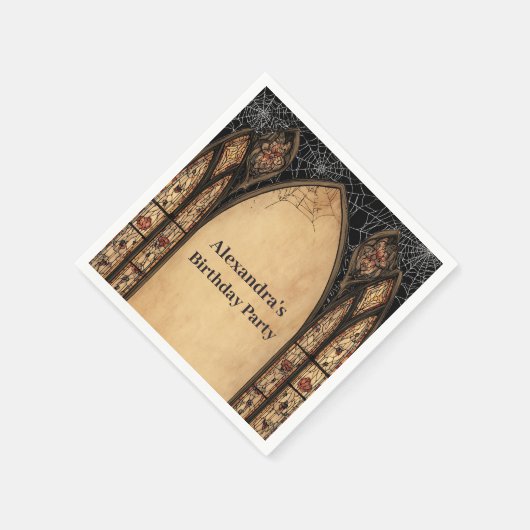 Gothic Cathedral Midnight Birthday Serviette (Ecke)