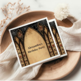 Gothic Cathedral Midnight Birthday Serviette