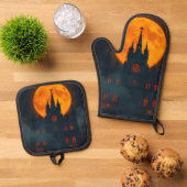 Gothic Cathedral Moon Halloween Mitt Set (Oben Unten)