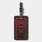 Gothic Cathedral Red Black Vampire Monogramm Gepäckanhänger (Vorderseite vertikal)