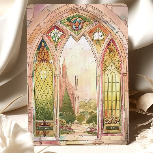Gothic Cathedral verkleidete Glass Wedding Einladung