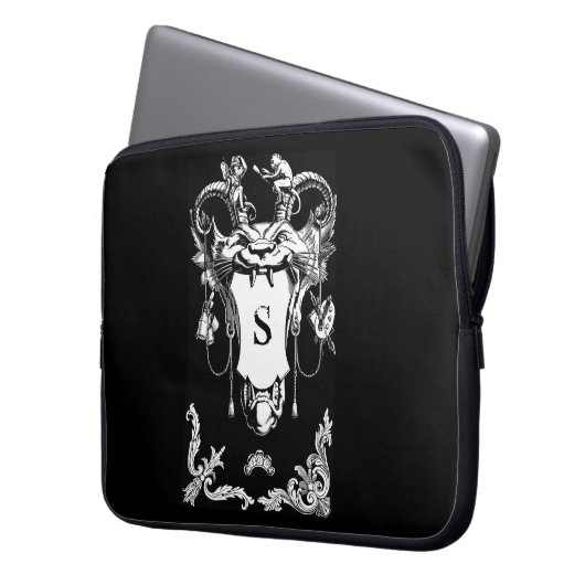 Gothic Cats face architectural dekoration scroll Laptopschutzhülle (Vorderseite Links)