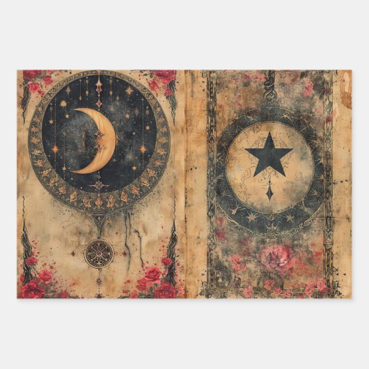 Gothic Celestial Altpapier Dekoupage Geschenkpapier Set (Vorderseite 2)