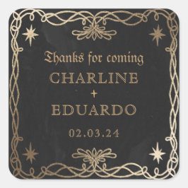 Gothic Celestial Fantasy Gold Ivy Wedding Quadratischer Aufkleber