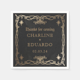 Gothic Celestial Fantasy Gold Ivy Wedding Serviette