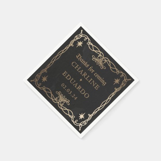 Gothic Celestial Fantasy Gold Ivy Wedding Serviette (Ecke)