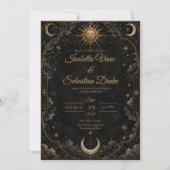 Gothic-Celestiale Sonnen-Mond-Hochzeit Einladung (Vorderseite)