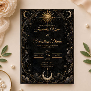 Gothic-Celestiale Sonnen-Mond-Hochzeit Einladung