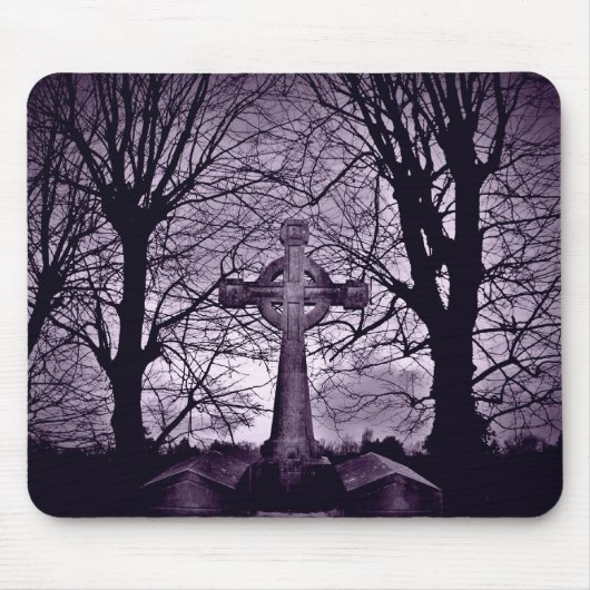 Gothic celtic cross Grabstein lila Mousepad (Vorne)