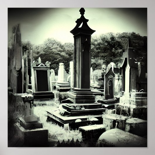 Gothic Cemetary Retro Fotografie Poster (Vorne)