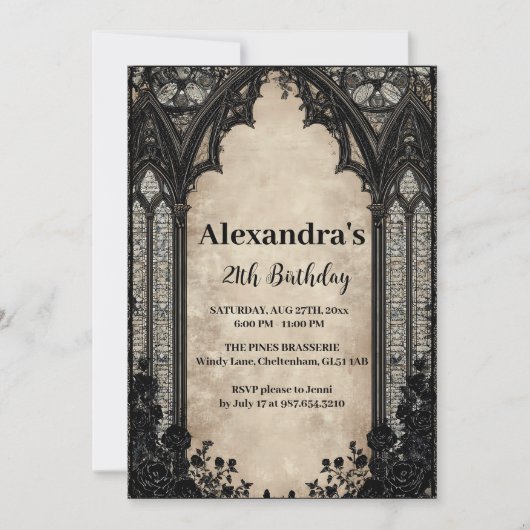 Gothic Chandelier Midnight Birthday Einladung (Vorderseite)