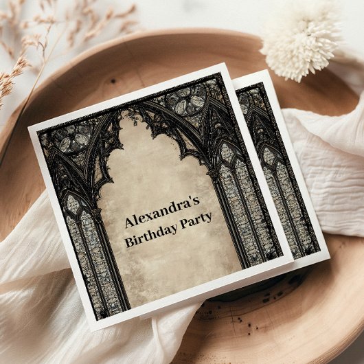 Gothic Chandelier Midnight Birthday Serviette