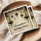 Gothic Chandelier Roses Birthday Serviette