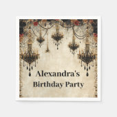Gothic Chandelier Roses Birthday Serviette (Vorderseite)