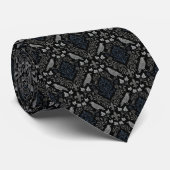 Gothic Charcoal Black Damast Rabe Krawatte (Gerollt)