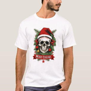 Gothic Cheer: Death Skull Frohe Weihnachten T-Shirt