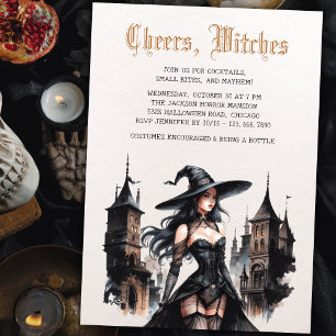 Gothic Cheers Hexen Erwachsene Mädchen Nacht Hallo Einladung