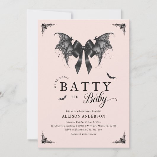 Gothic Chic Baby Shower Einladung (Vorderseite)