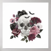 Gothic Chic Watercolor Blues Skelett Skelett Skull Poster (Vorne)