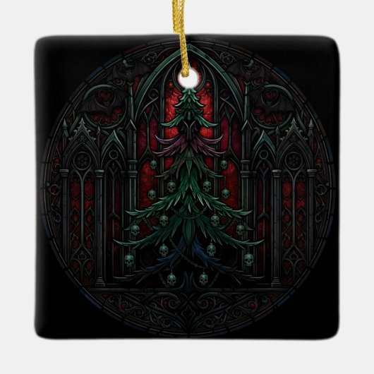 Gothic-Christbaum-Totenköpfe Keramikornament (Vorderseite)
