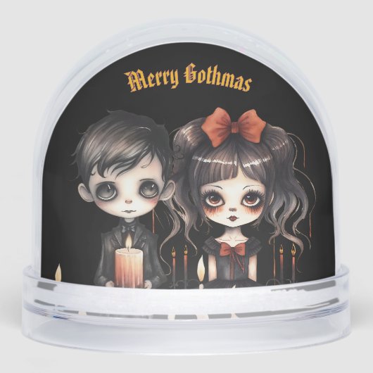 Gothic Christmas Couple With Photo Snow Globe Schneekugeln (Vorderseite)
