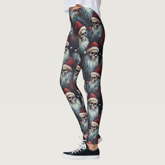 Gothic Christmas Dark Skulls Weihnachtsmannmützen Leggings (Links)