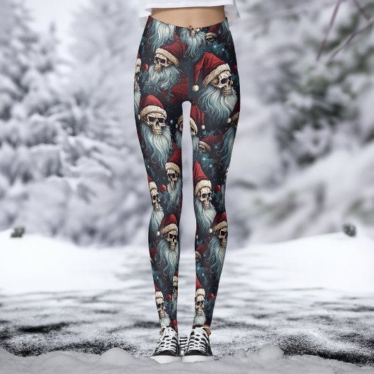 Gothic Christmas Dark Skulls Weihnachtsmannmützen Leggings