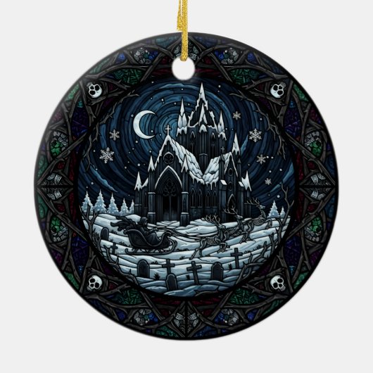 Gothic Christmas Graveyard Santa  Keramik Ornament (Hinten)