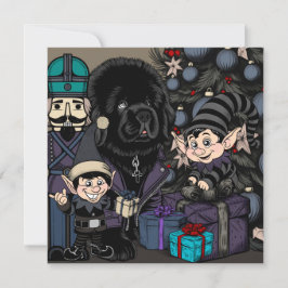 Gothic Christmas Newfundland Welppy Dog Feiertagskarte